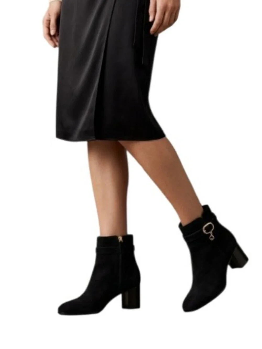 Kate Spade NY Blaire Suede Block Heel Ankle Boots Sz.6 B Black